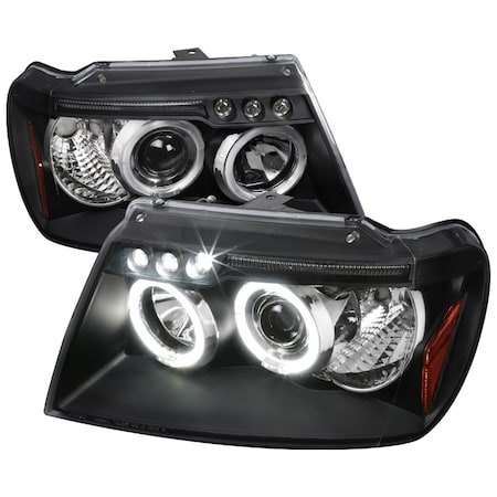 Spec-D Tuning 99-04 Jeep Grand Cherokee Halo LED Projector Black 2LHP-GKEE99JM-TM
